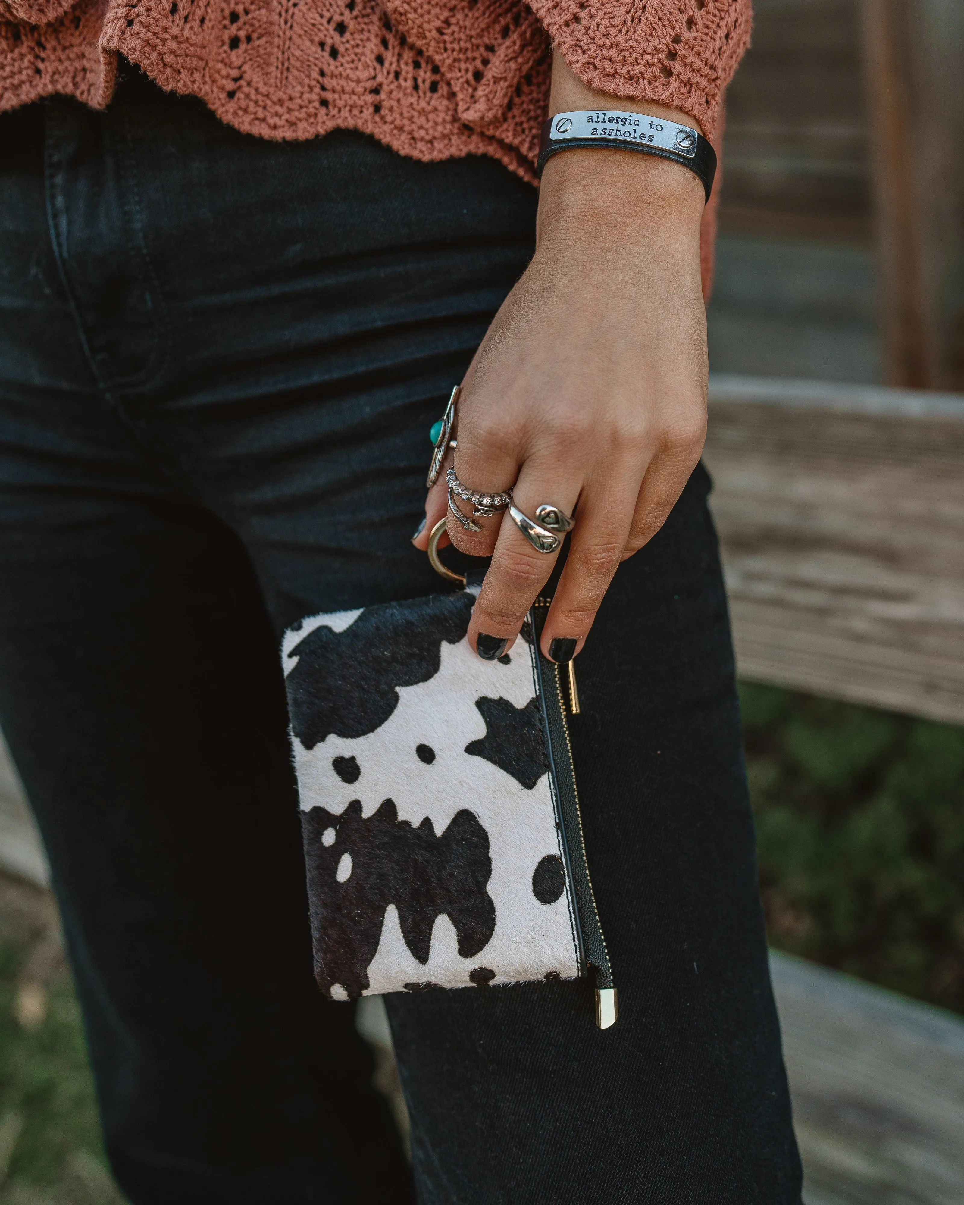 4075 - Cow Print Cowhide Leather Wallet