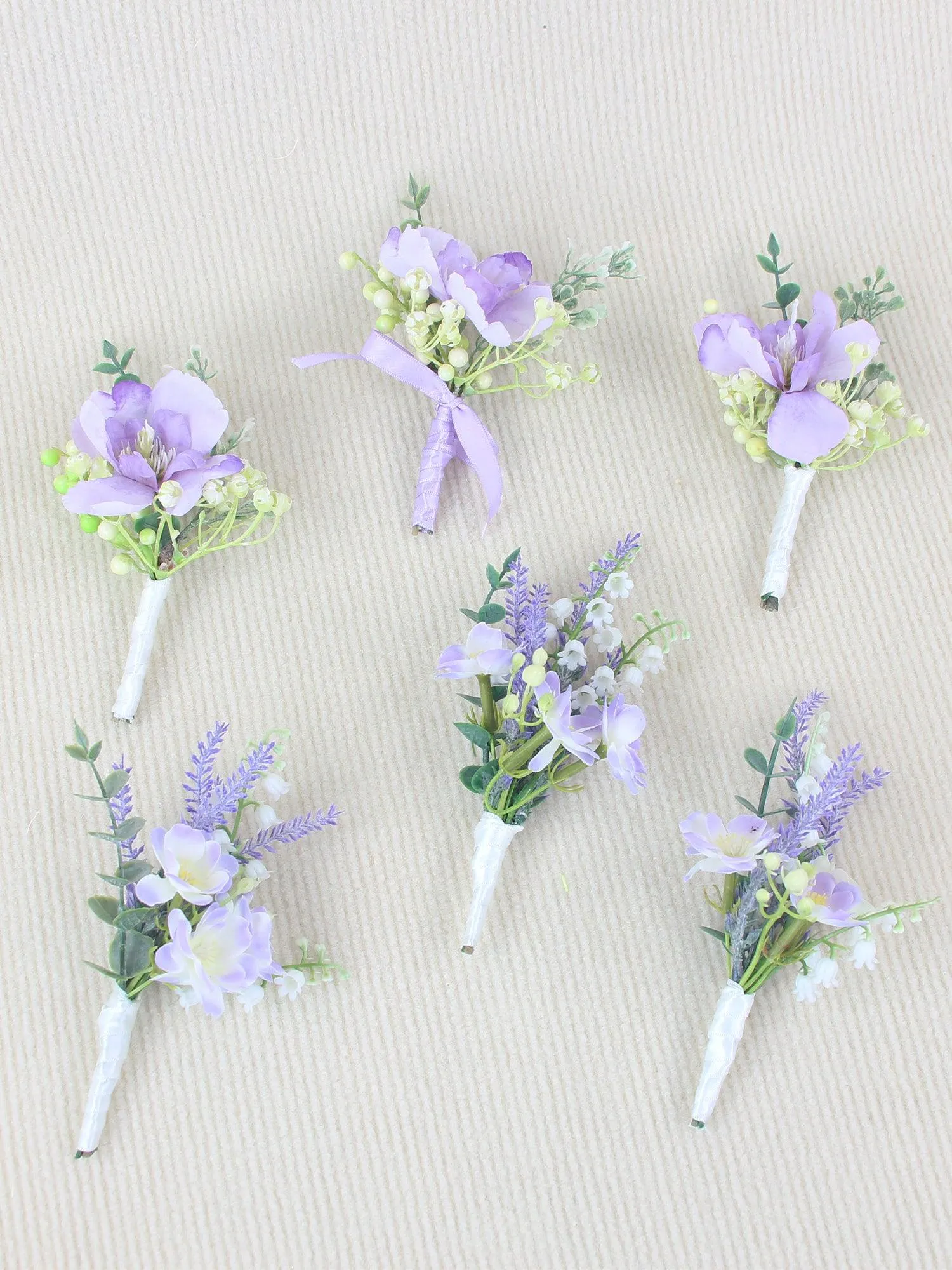 6Pcs Lavender Purple Boutonnieres