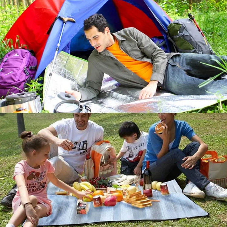7mm Thickening of Double Aluminum Moisture Pad / Camping Sleeping Pad, Size: 200cm x 200cm(Blue)