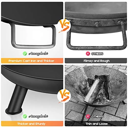 Amagabeli Extra Large Fire Pit 30 Inch Large Capacity Portable Outdoor Heavy Duty Iron Fire Bowl for Patio Camping BBQ Brazier