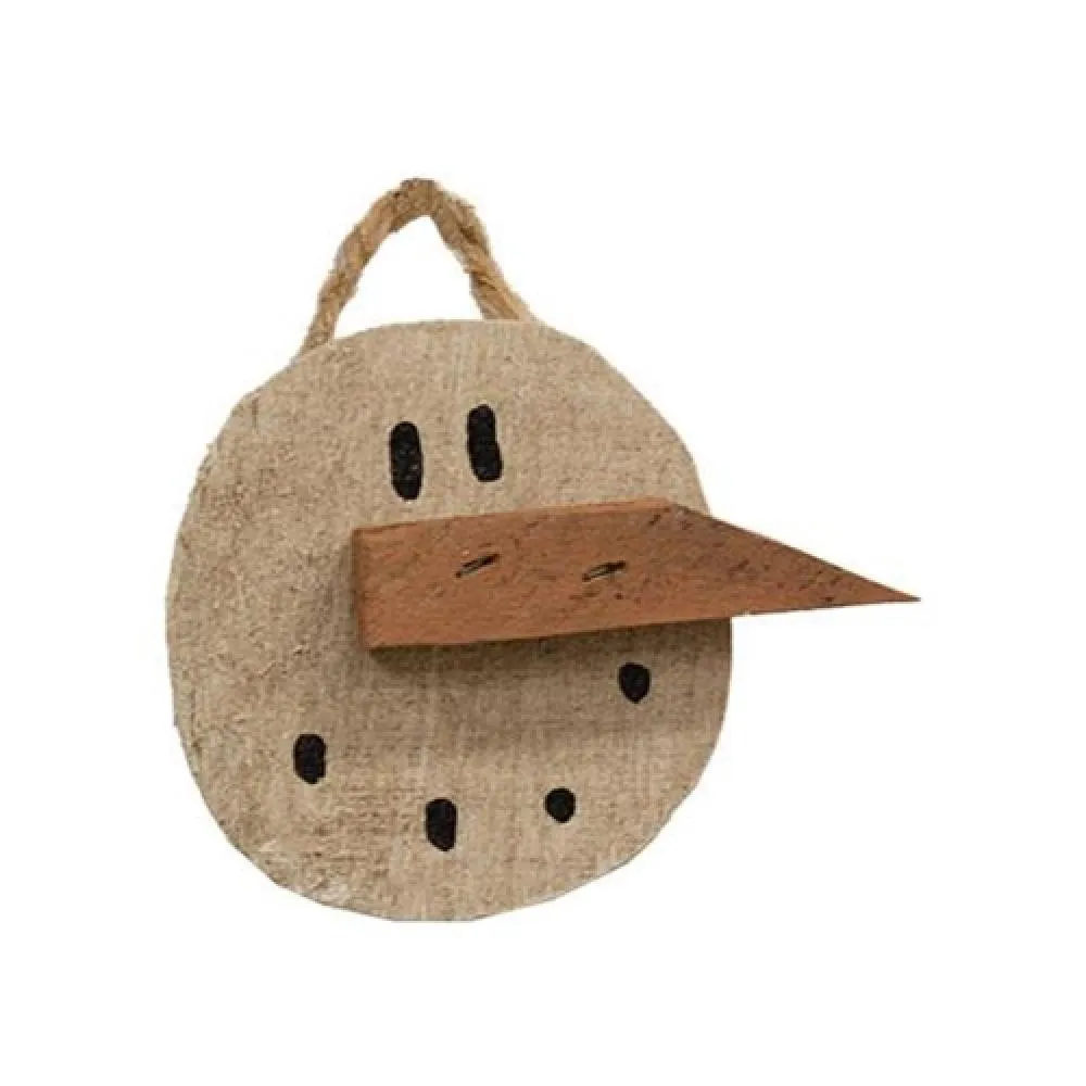 *Antique White Rustic Wood Snowman Ornament