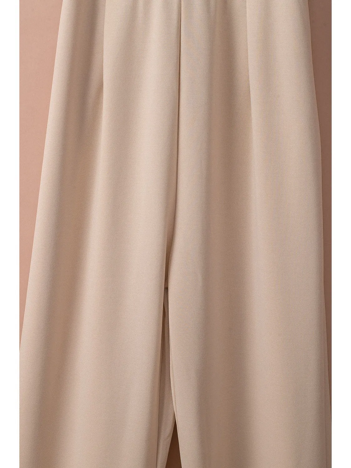 Apricot Boat Neck Knot Wide Leg Jumpsuit