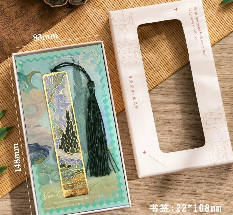 Exquisite Antique-Style Oil Painting Hollow Bookmark - Brass Souvenir Gift
