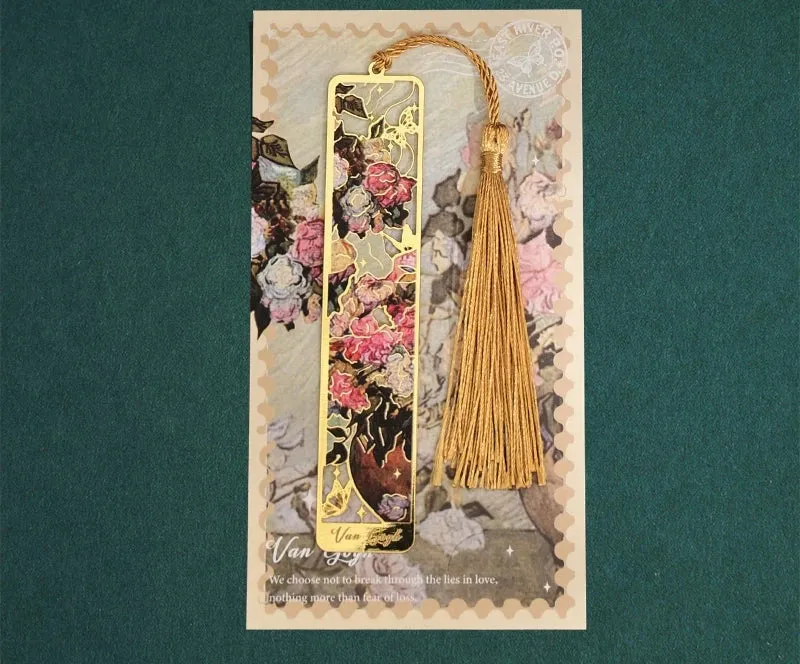 Exquisite Antique-Style Oil Painting Hollow Bookmark - Brass Souvenir Gift
