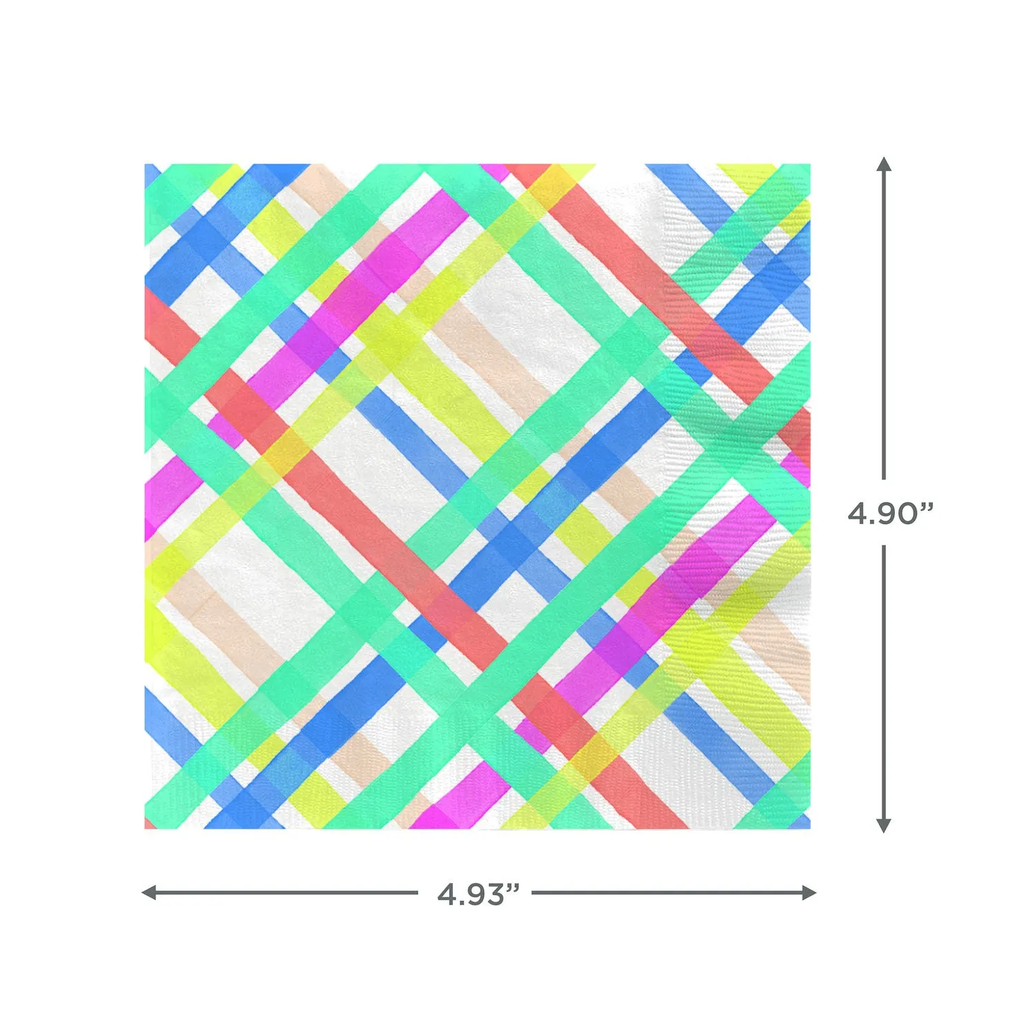 Hallmark Bright Pastel Plaid Cocktail Napkins, Set of 16