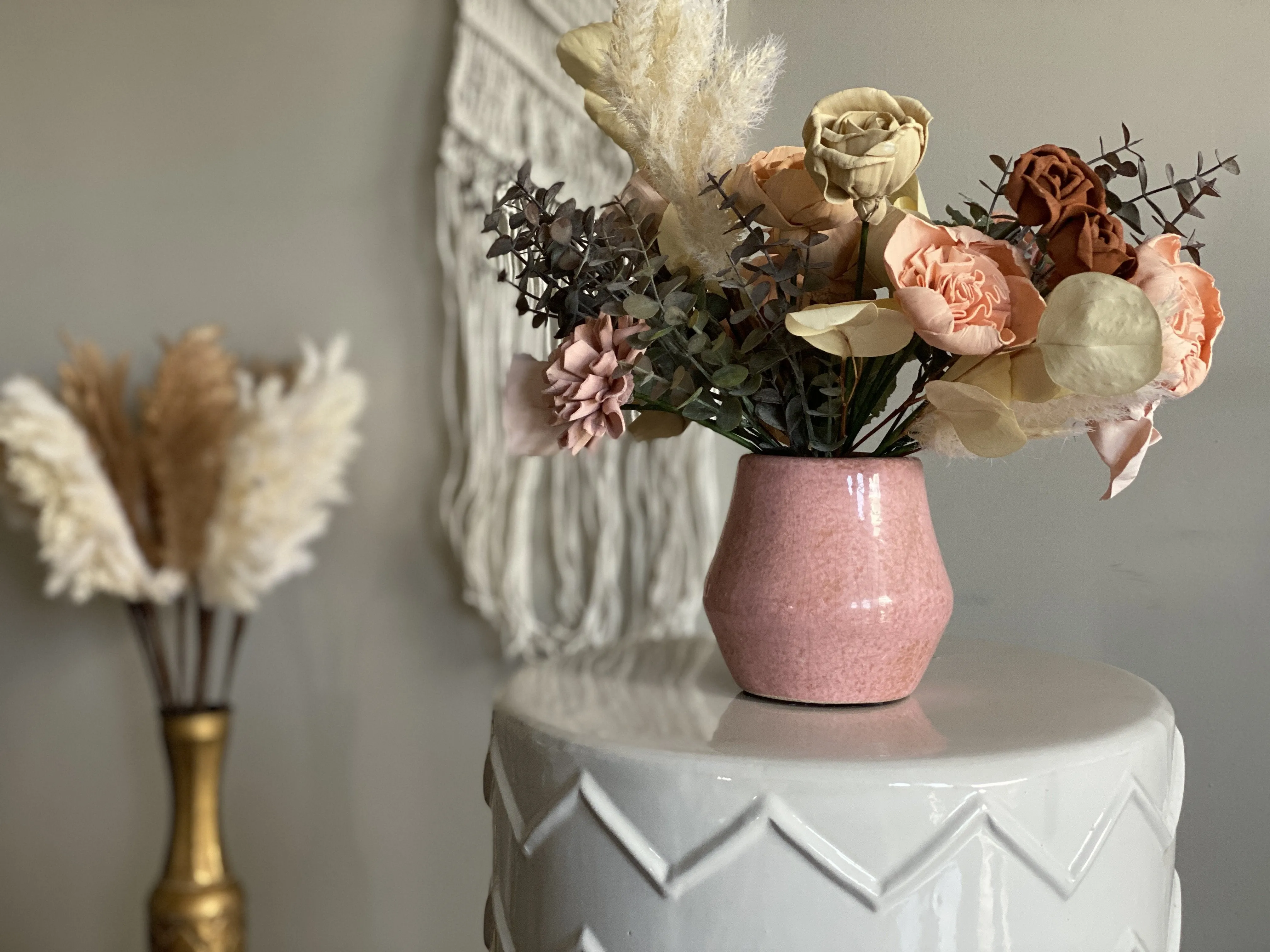 Peachy & Pink - Boho Sola Flower Arrangement