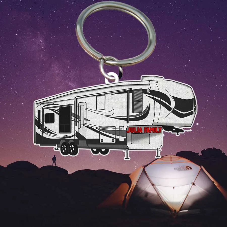 Personalized Camping Keychain, Camping Tent Flat Acrylic Keychain for Camper